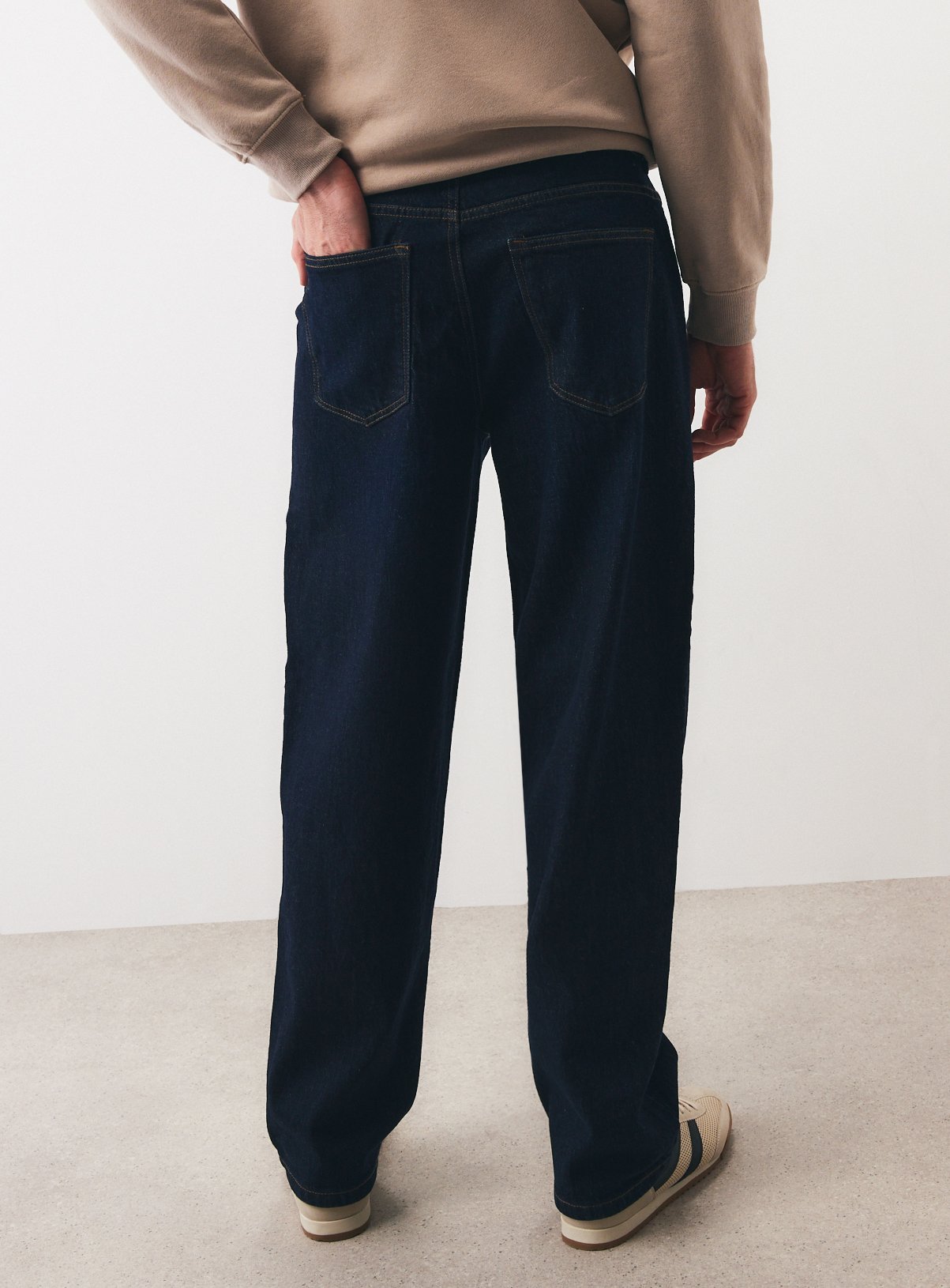 Dark Mid Denim Relaxed Straight Jeans 34S - Image 5 thumbnail